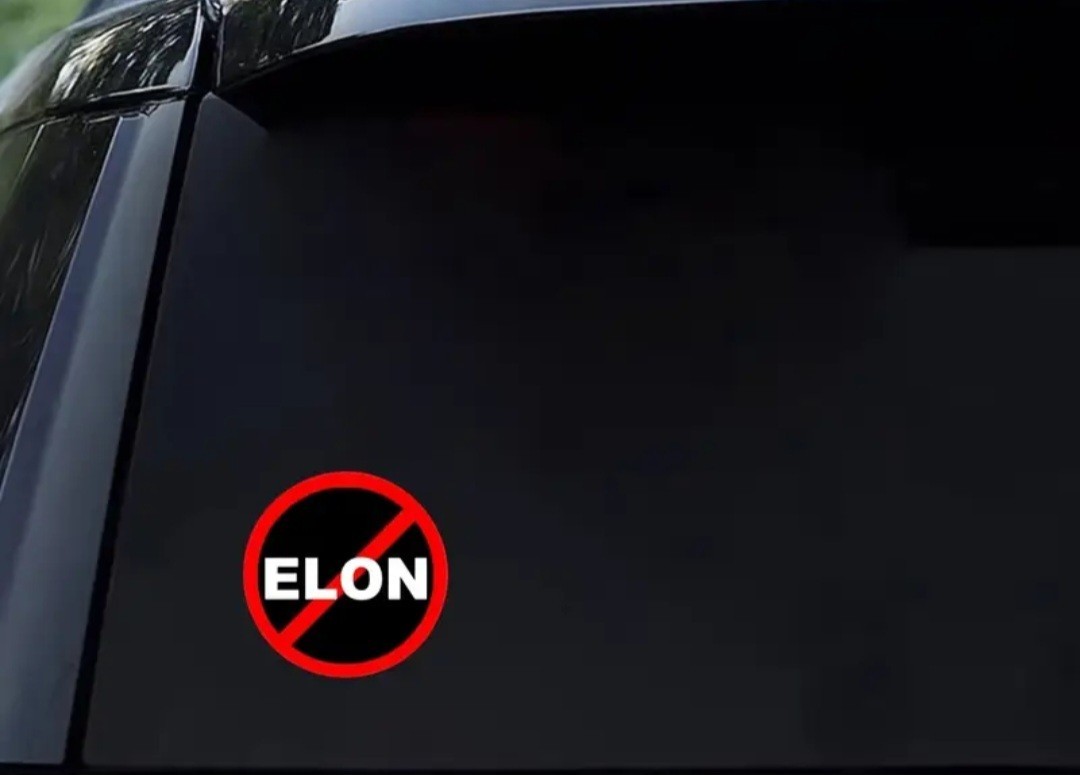 ANTI Elon Sticker, No Elon Sticker, anti Musk Tesla Bumper Decal Free Ship