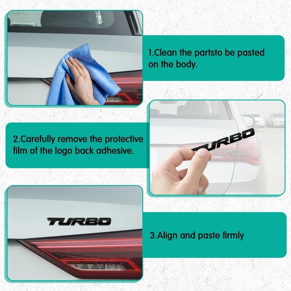 3D Metal Turbo Car Emblem – Durable Black Zinc Alloy Sticker, Easy Install