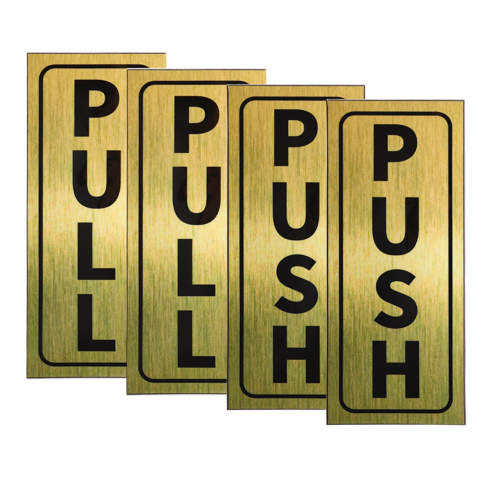 2Set Push Pull Door Sign 2″x5″ Adhesive Vertical Pull Push Sticker Golden