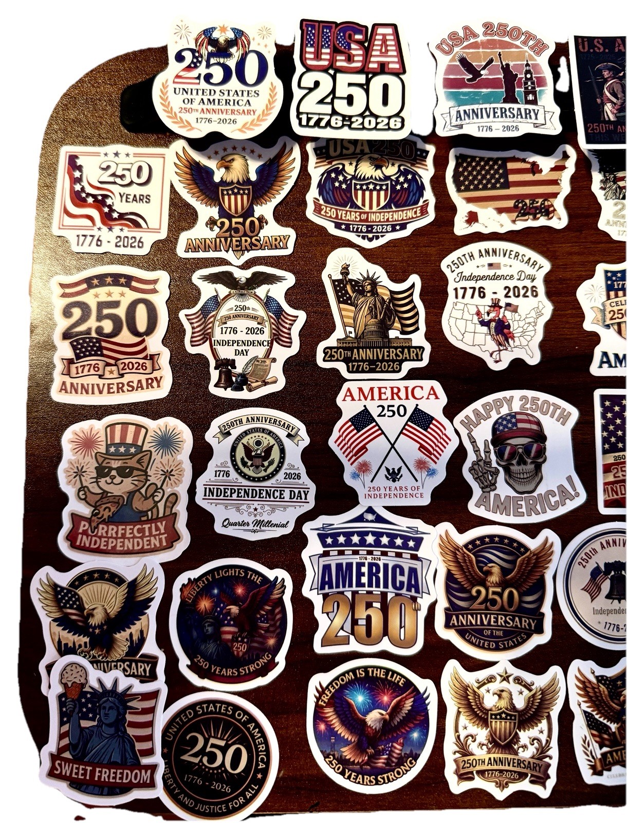 America 250th Anniversary Sticker Lot Of 50 About 2X2” Party Parade Giveaways
