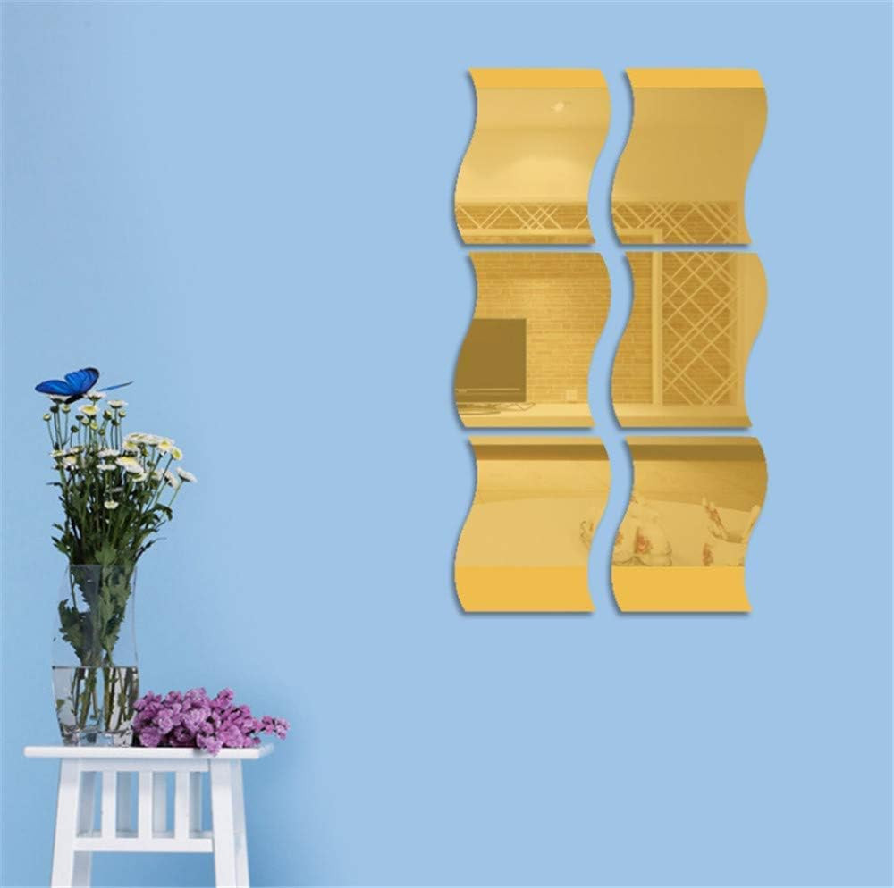 12PCS Wavy Mirror Wall Stickers, Full Length 3D Art DIY Home Decorative Acrylic