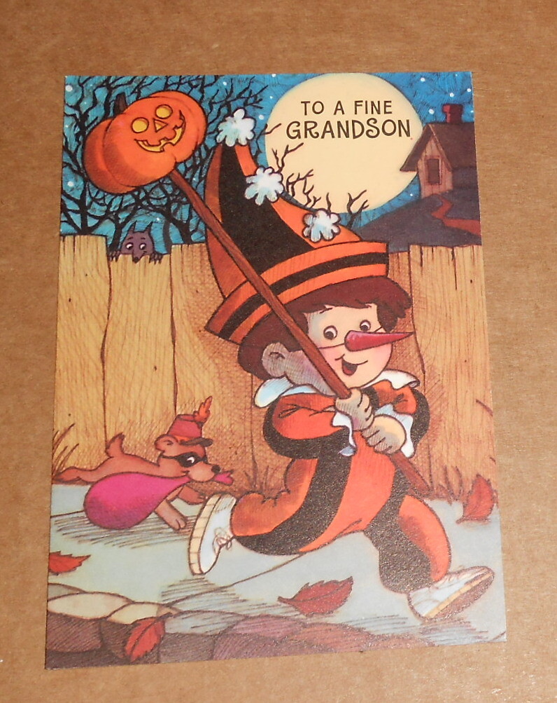 Halloween Clown Greeting Card Vintage Hallmark 5.5×4