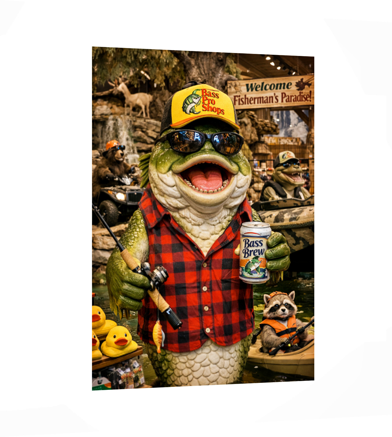 Bass pro shops sign sticker fishing bait vintage replica bait box 4 Sizes