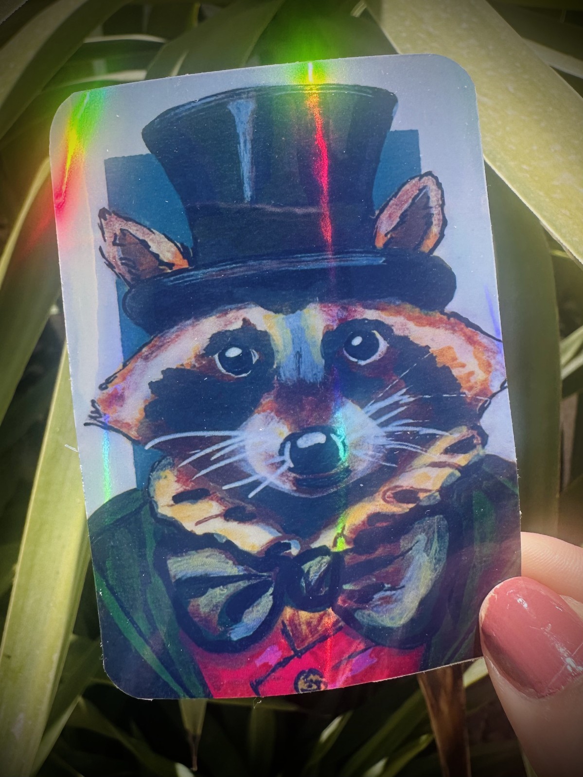 ACEO Original *HOLOGRAPHIC STICKER* “Gentleman Society” 2.5×3.5
