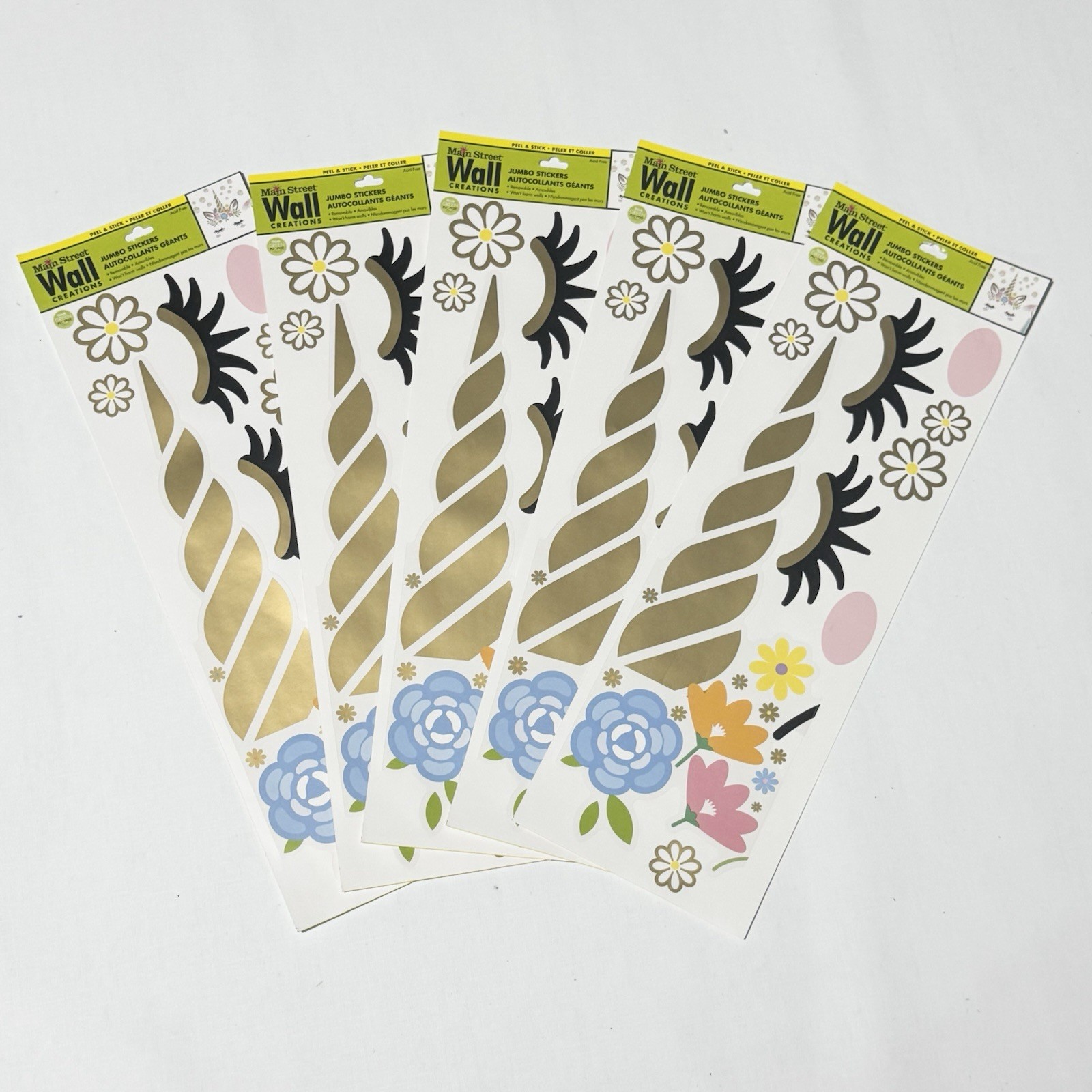 Main Street Wall Creations Jumbo Stickers «Peaceful Unicorn» Lot of 5