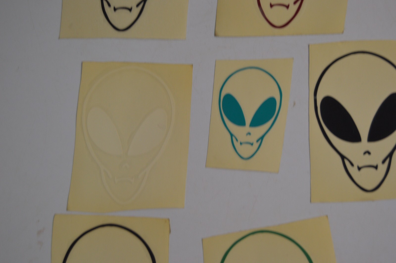 12 Vintage Alien Vinyl Decal Stickers Lot 1990’s Space Carnival Collectibles