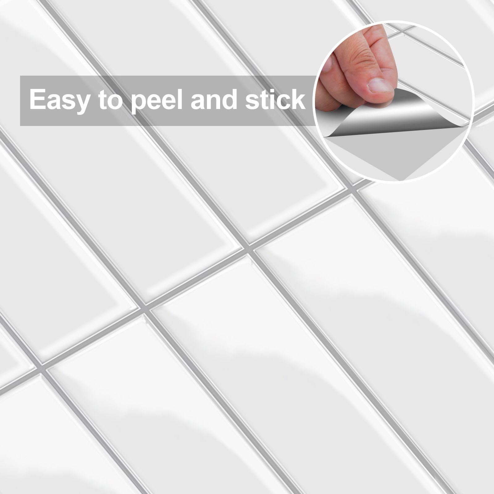 10 Pack 10″ White 3D Wall Tiles PVC Self Adhesive Waterproof Kitchen Bathroom