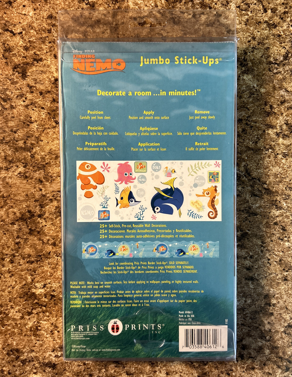 Disney Finding Nemo Jumbo Wall Stick Ups Stickers Set Removable Peel And Stick