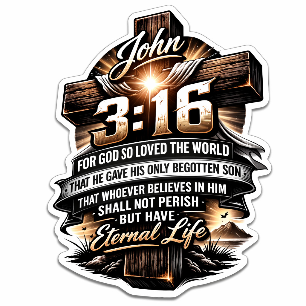 Christian Cross Vinyl Decal Sticker John 3:16 Religious Jesus Crown 16