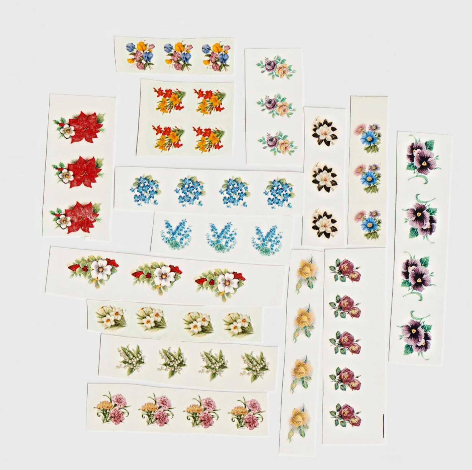 Mini Floral Ceramic Decals(54) vintage 1/2″-5/8″ overglaze waterslide transfers
