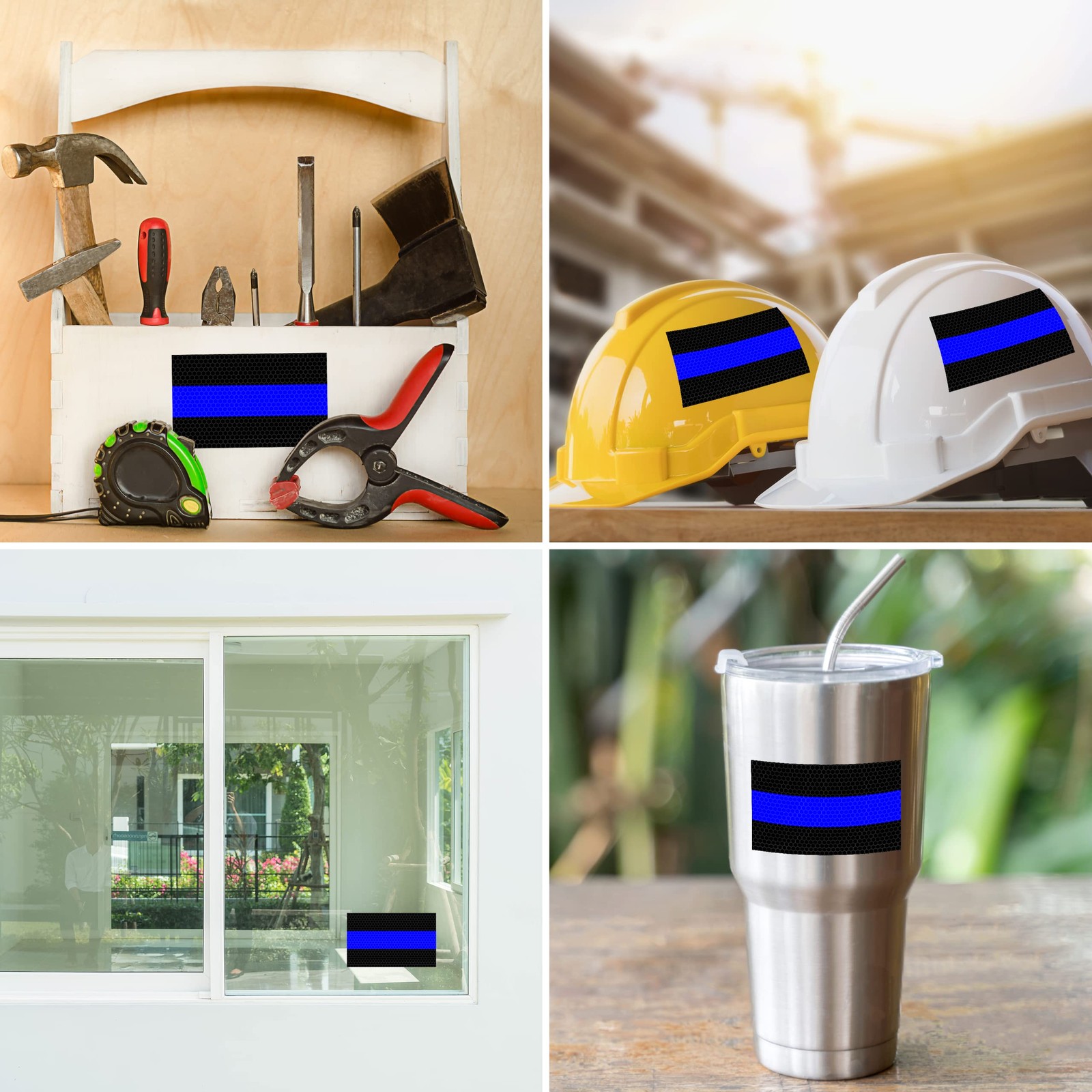 3PC Reflective Blue Line Decal – 5×3.25 Inches American Flag Thin Blue Line -…