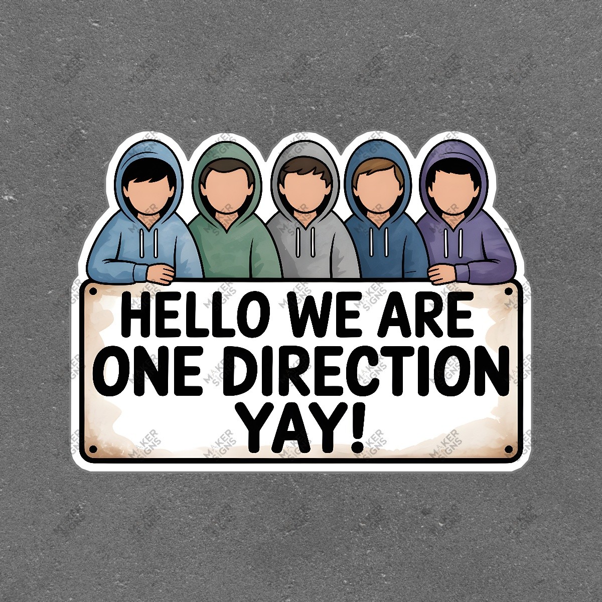 One Direction Fan Art Sign Colorful Hoodie Design Perfect for Music #7483