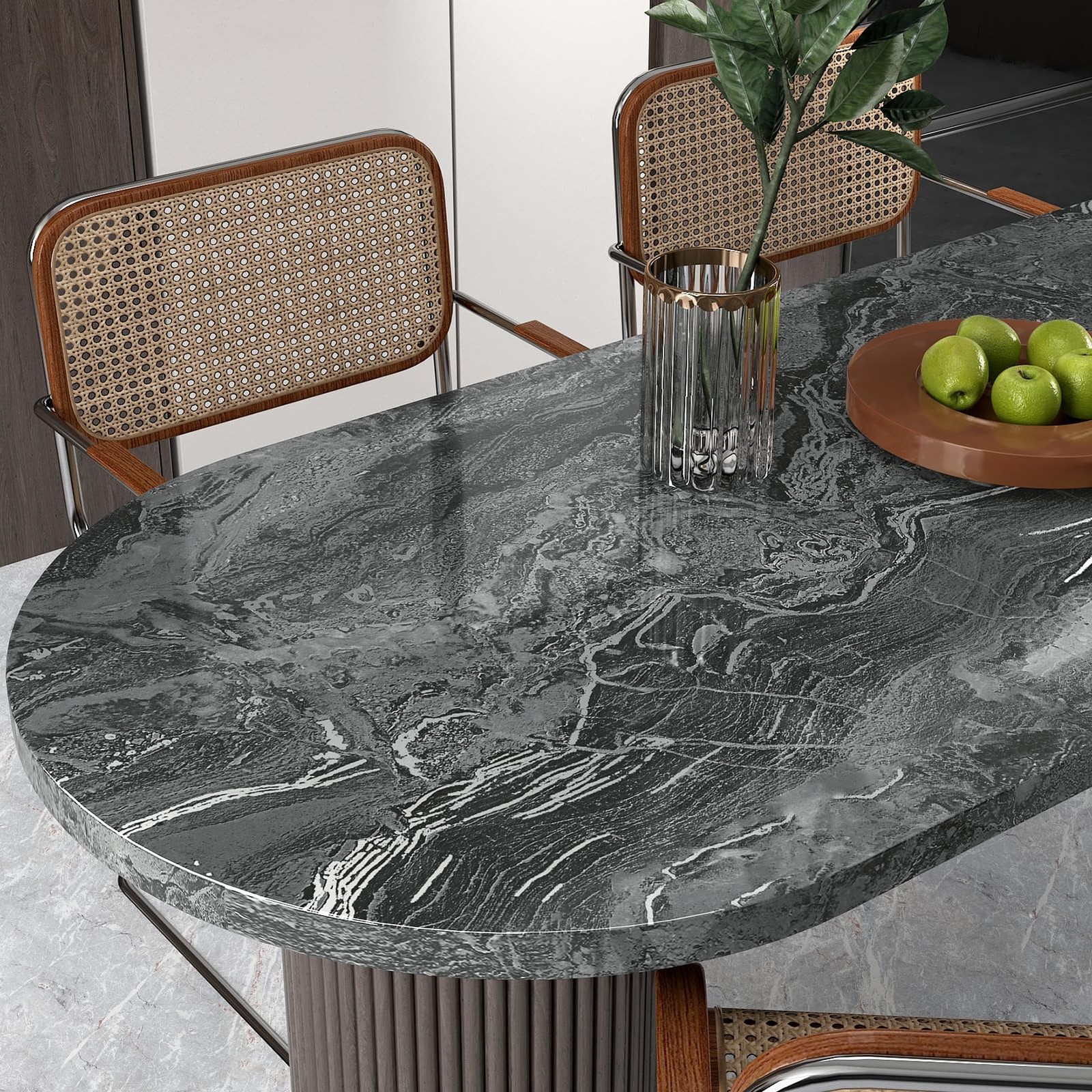 Glossy Black Marble Paper for Countertops 15.8»x236» Silver Granite Peel an…
