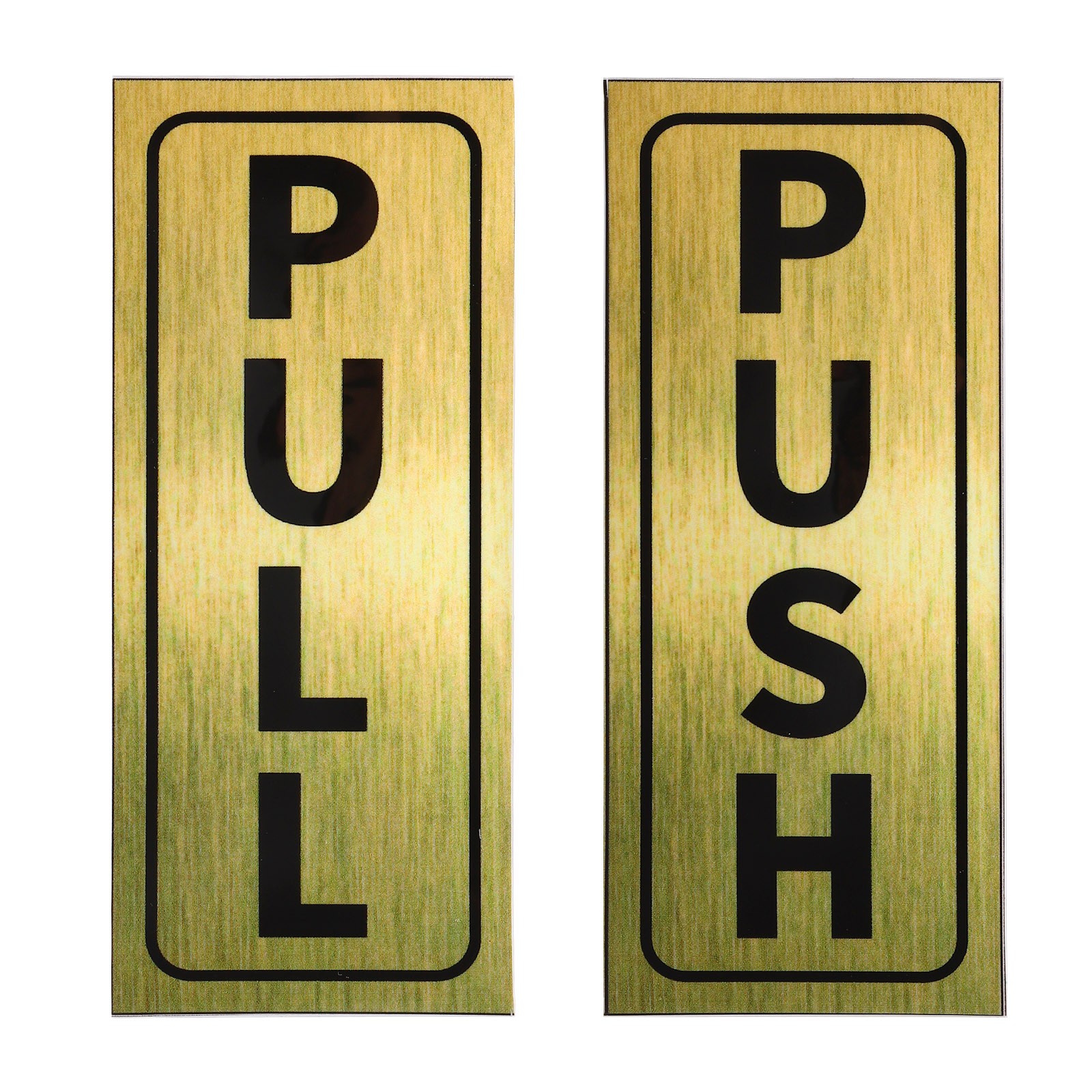 Push Pull Door Sign 2″x5″ Self-Adhesive Waterproof Pull Push Sticker Golden