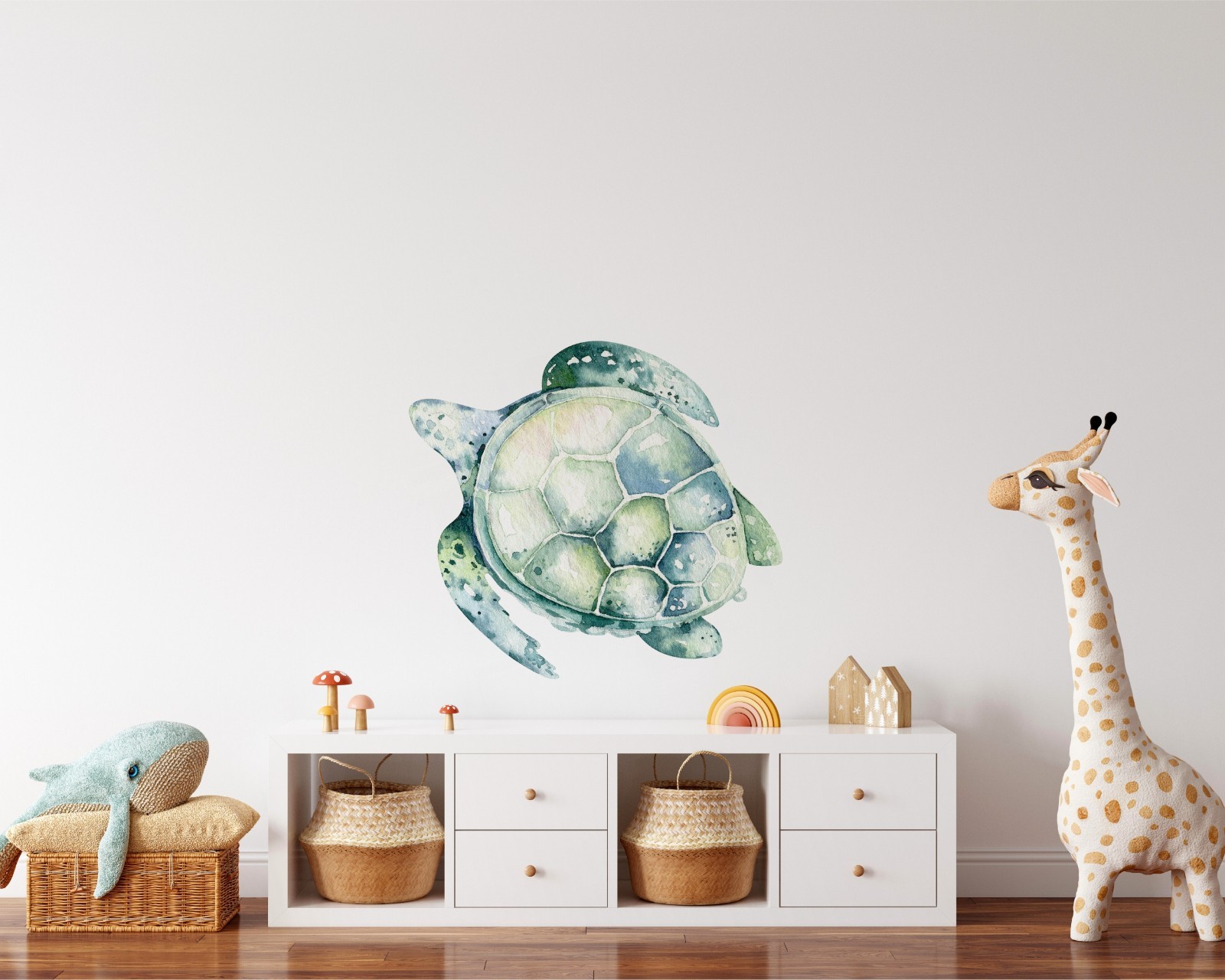 Sea Turtle Ocean Life Wall Decal Watercolor Removable Fabric Wall Sticker Decor