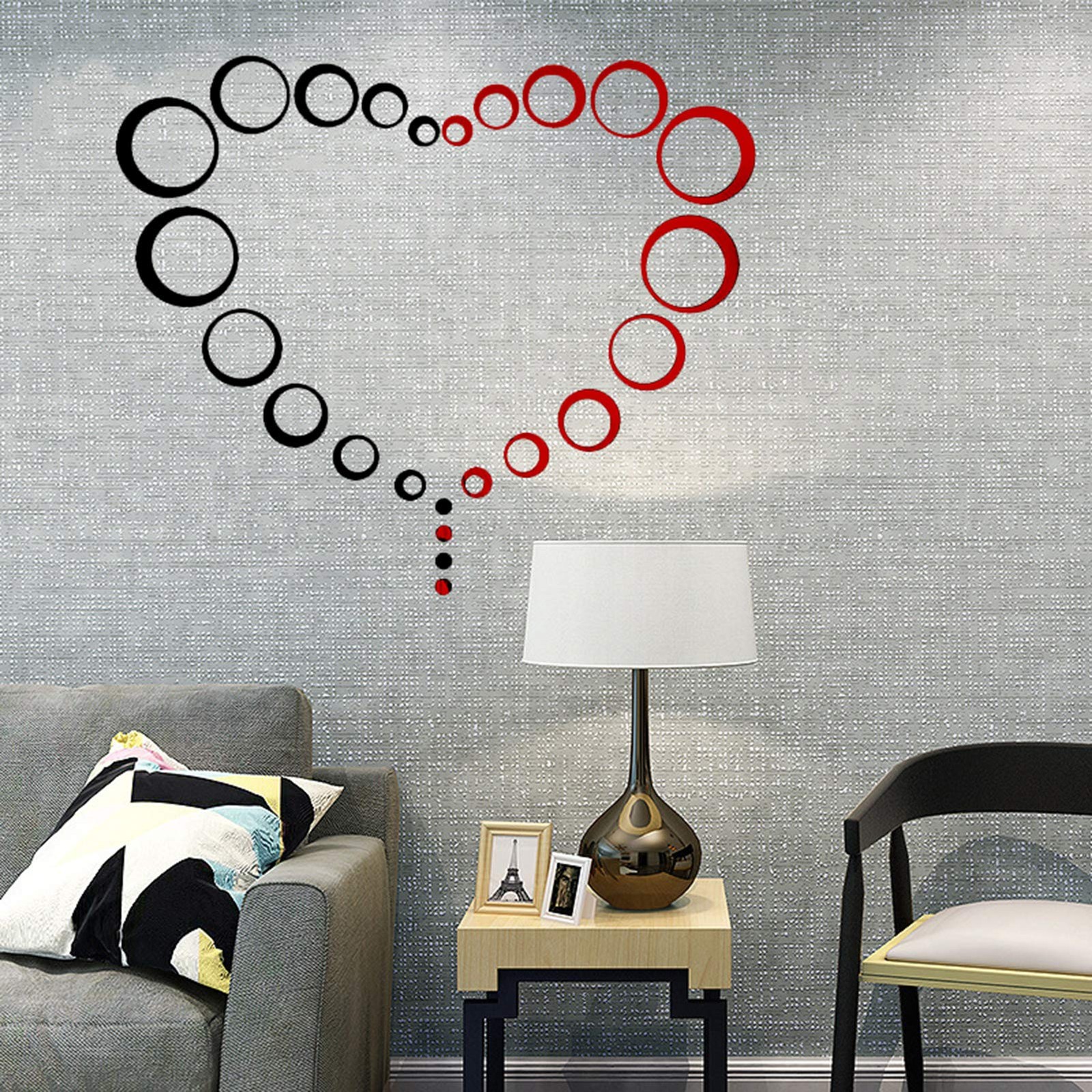 24Pcs Acrylic Circle Mirror Wall Stickers DIY Decals Modern Art Mural for Hom…