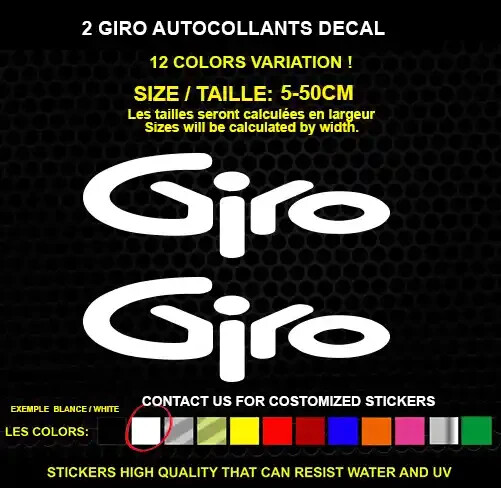 2 GIRO sticker Genuine decal waterproof vinyl sticker 5-50cm