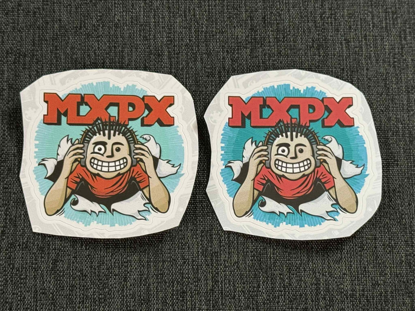 Lot (2) MXPX 2 1/2″ x 2 1/2″ Band Logo STICKERS Blue Red FAST! FREE SHIP!