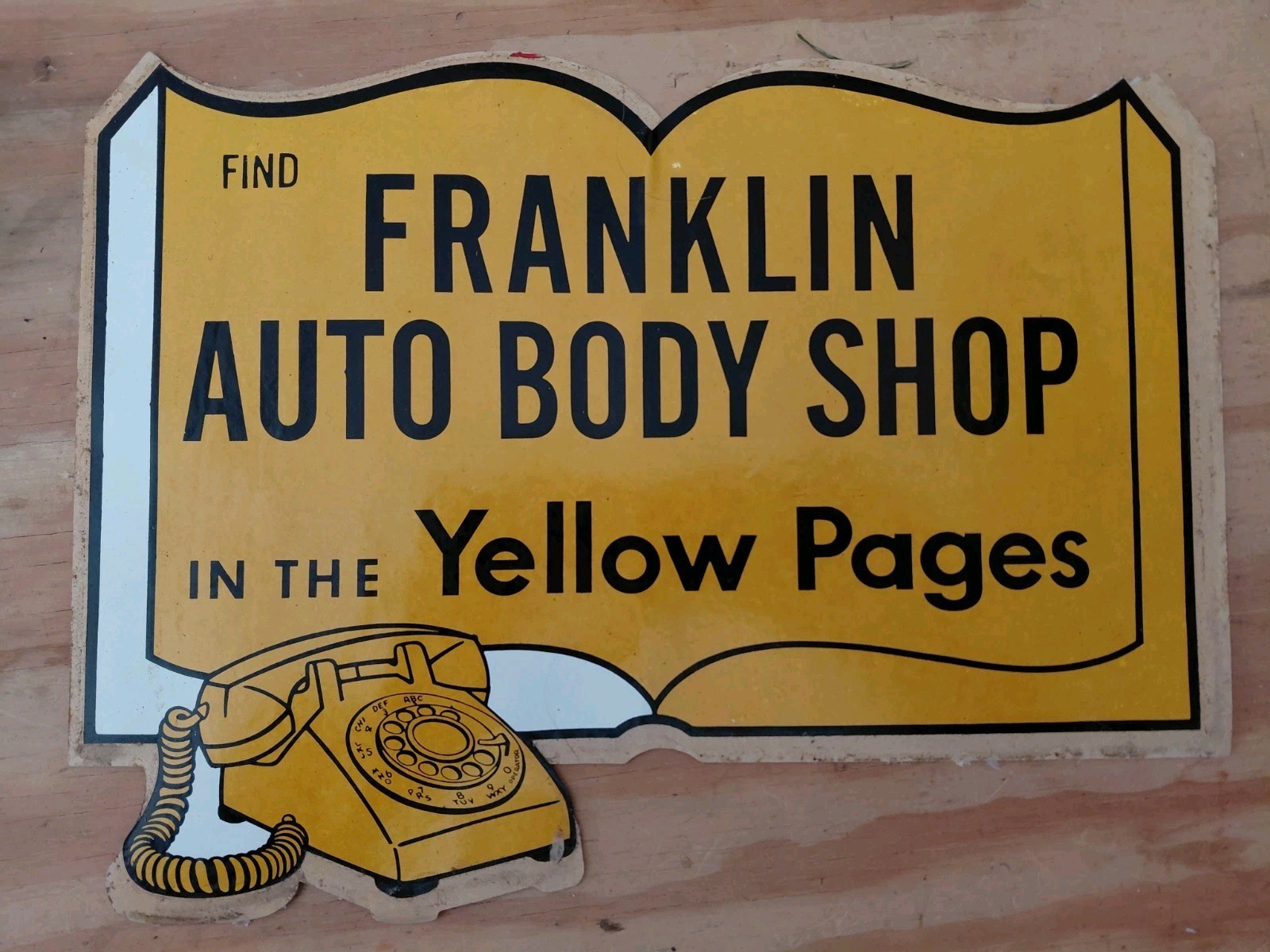 Vintage Franklin Auto Body Shop Yellow Pages Telephone Sticker Sign Water Decal?