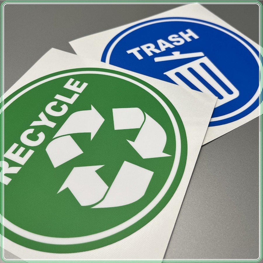 Recycling and Trash / Garbage Stickers for Office High Quality Laminated Matte