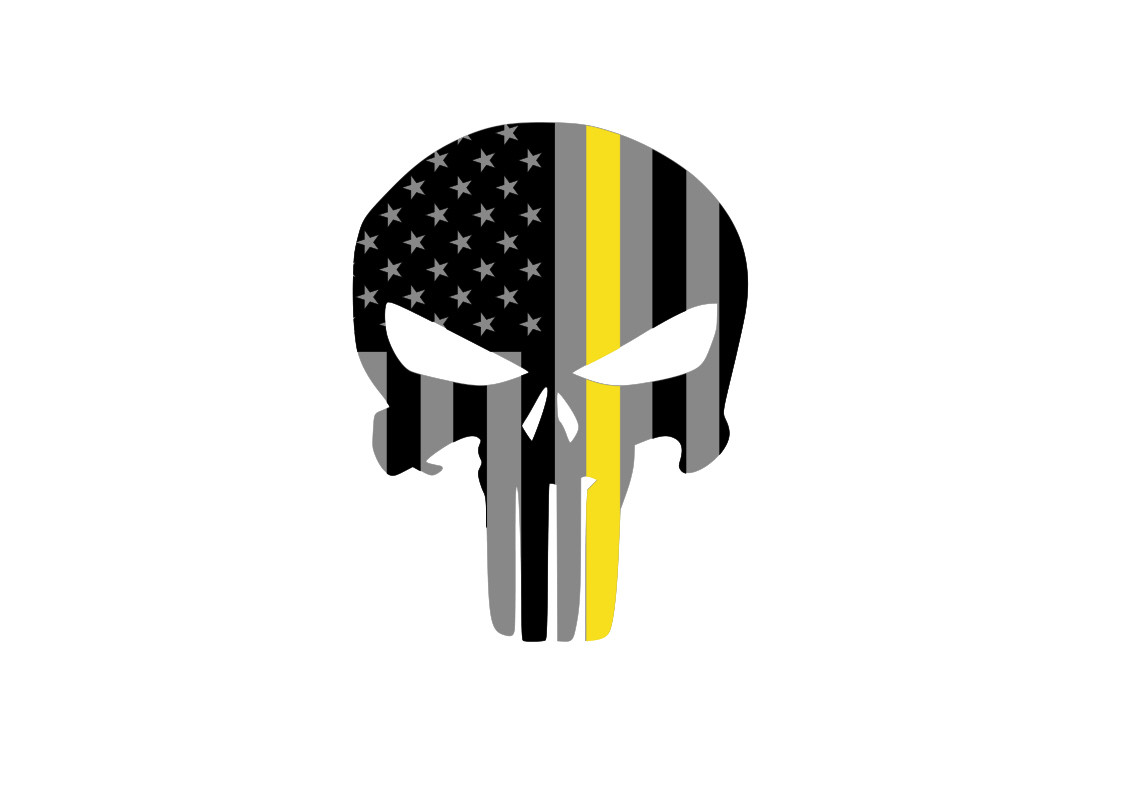 PUNISHER SKULL American Flag THIN YELLOW LINE Vinyl Decal Sticker