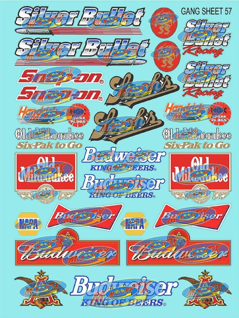 Clear Matte Vinyl Sticker Sheet#57-R/C MODEL Decal fits 1/10-1/16 ScaleBulletbud