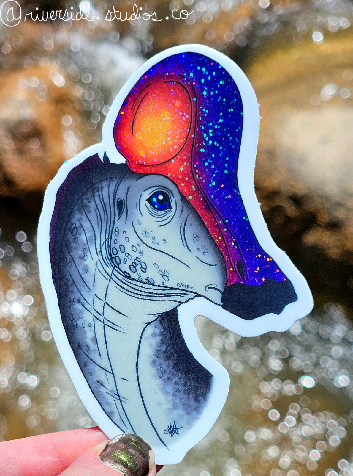 Corythosaurus Vinyl Glitter Sticker 3″ Original Paleoart Dinosaur Jurassic Park