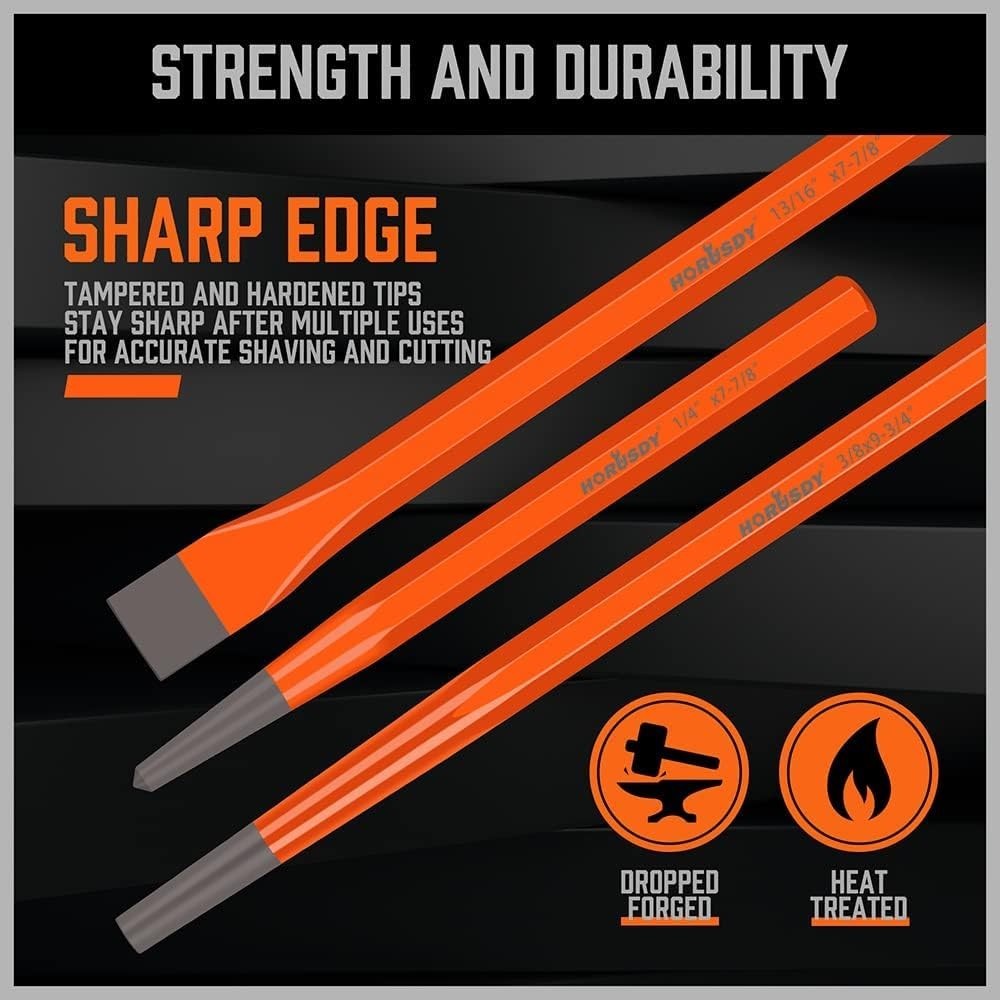 28-Piece Heavy Duty Punch and Chisel Set, Including Taper, Cold Chisels, Pin, Ce