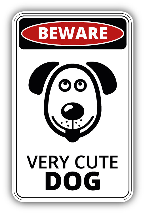 Beware Very Cute Dog Warning Sign Car Bumper Sticker Decal