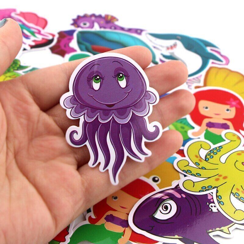 MERMAIDS & FISH Stickers ~ OCEAN sea CRABS shark MARINE ~Waterproof Vinyl Decals