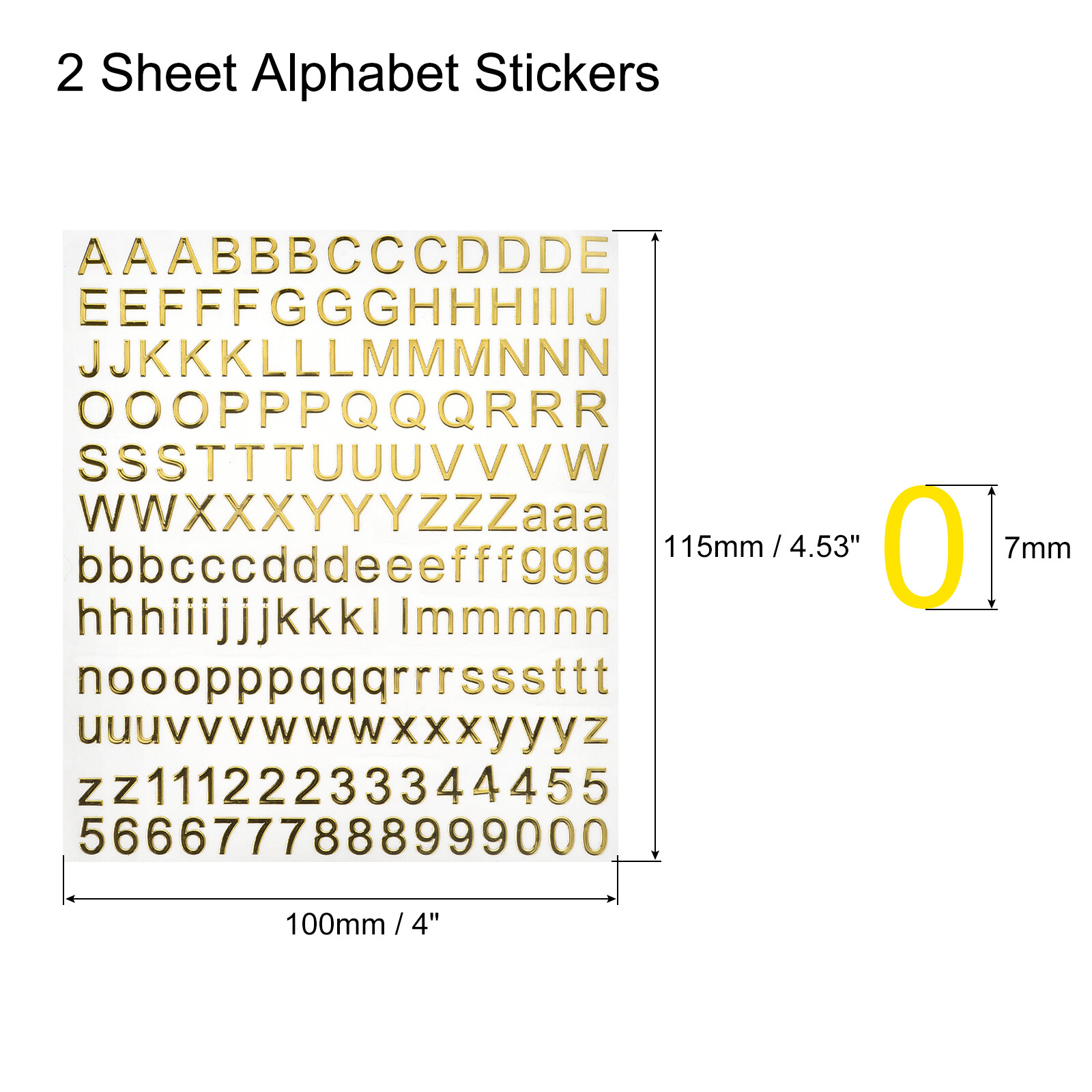 Alphabet Letters Number Stickers Foil Glitter Self Adhesive Gold 2 Sheets