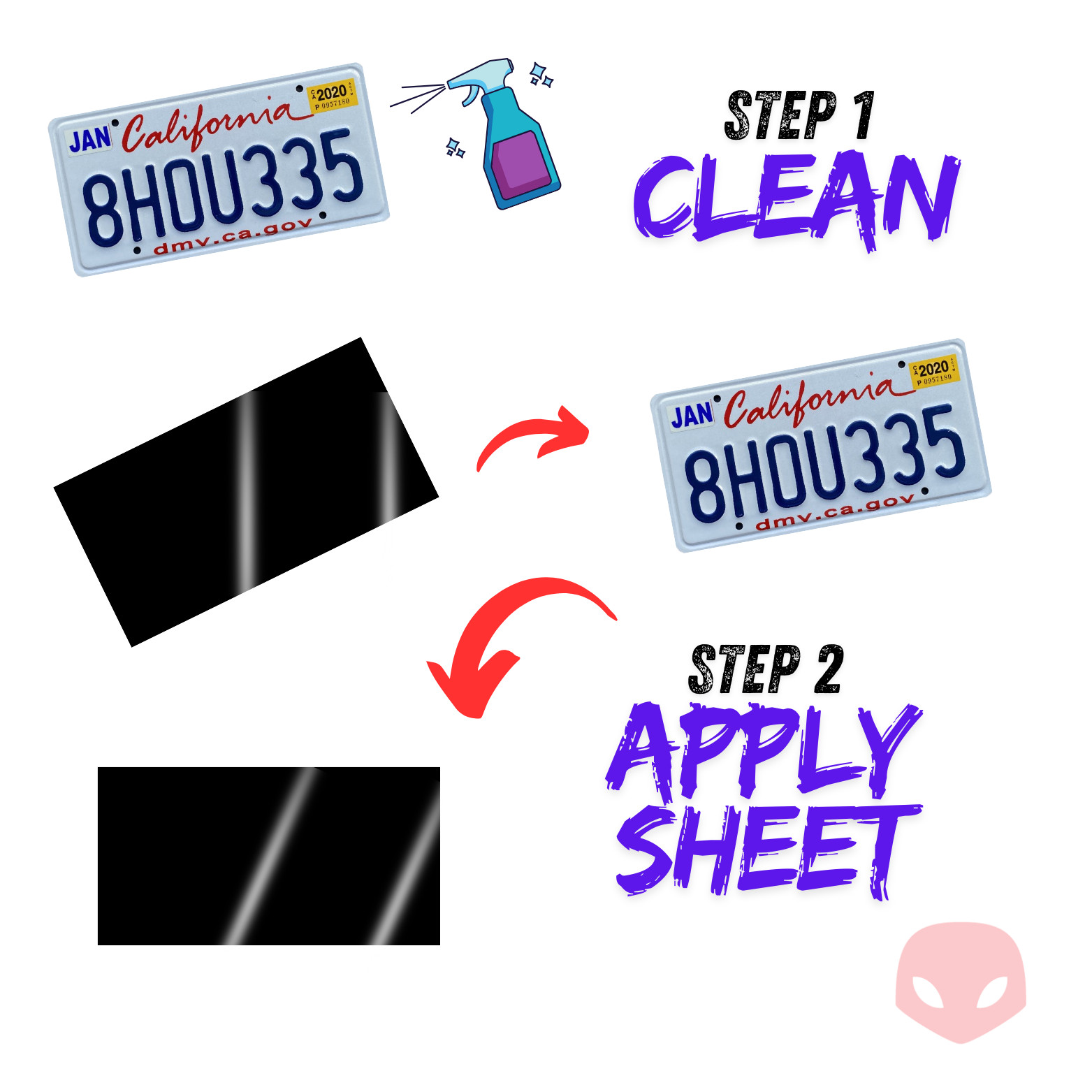 White LEGACY Reflective California Plate Wrap DIY Kit