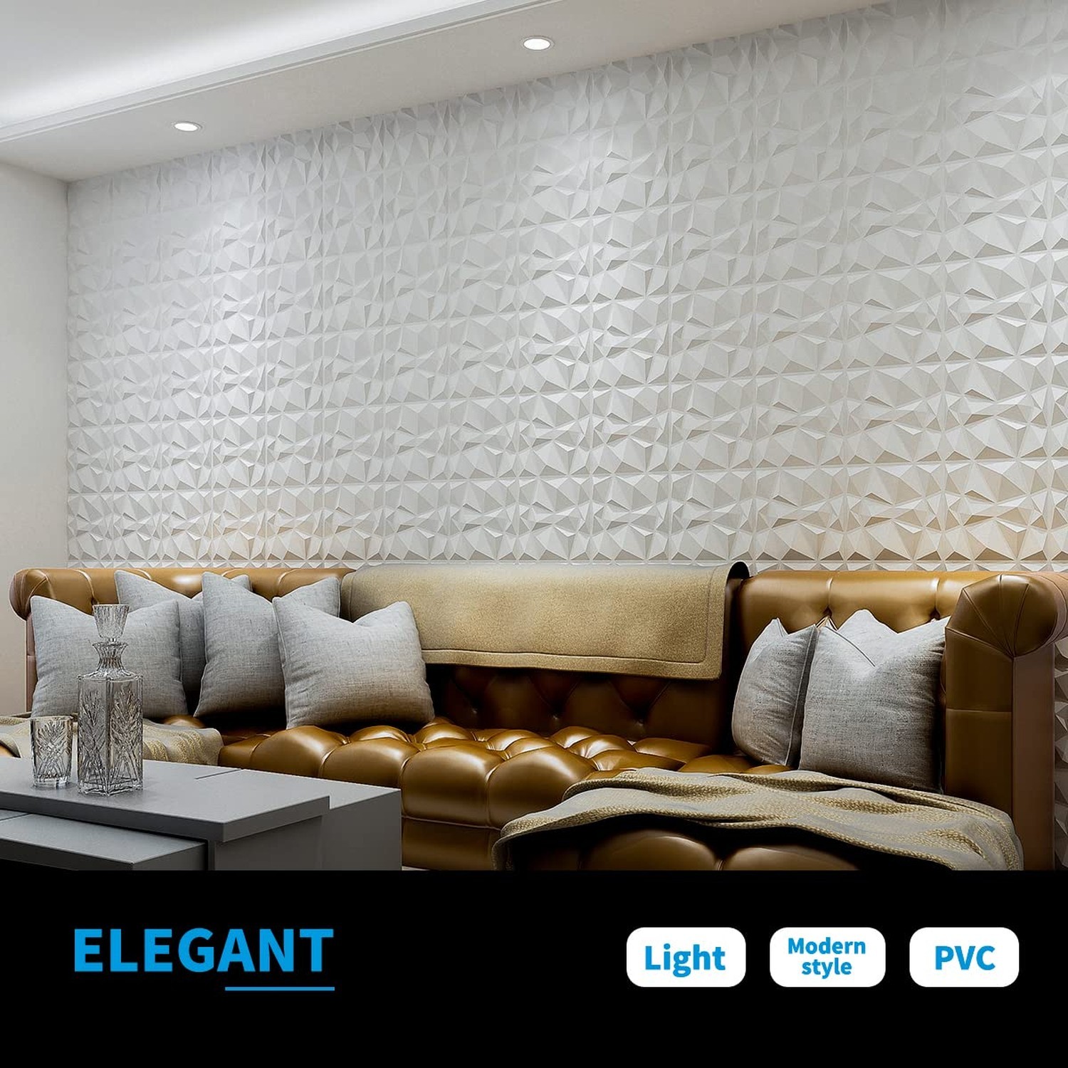 Art3d Decorative 3D Wall Panels in Diamond Design, 11.8″x11.8″ Matt White (33…