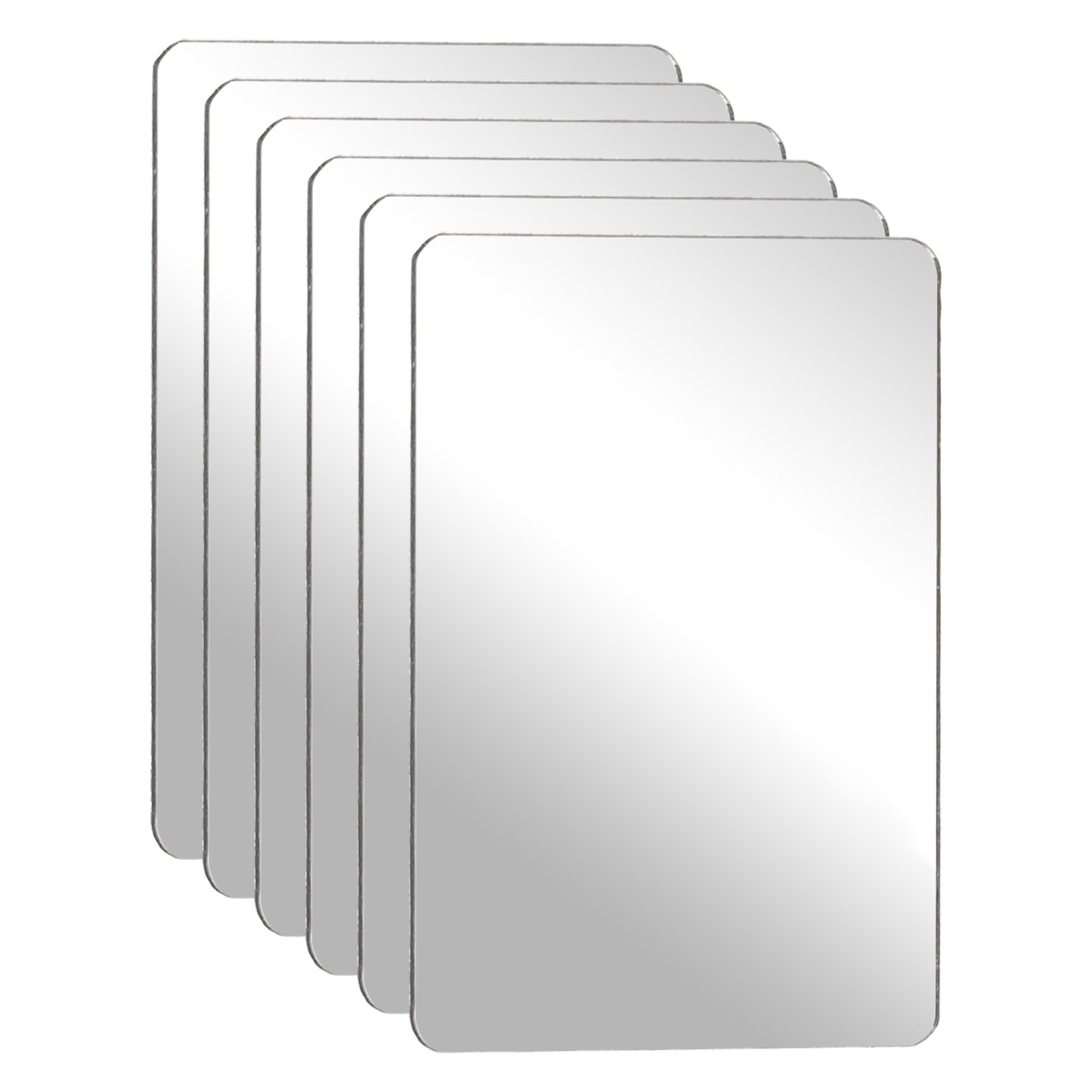6Pcs Acrylic Mirror Sheet, 3.9×2.8″ Rectangle Self Adhesive Mirror