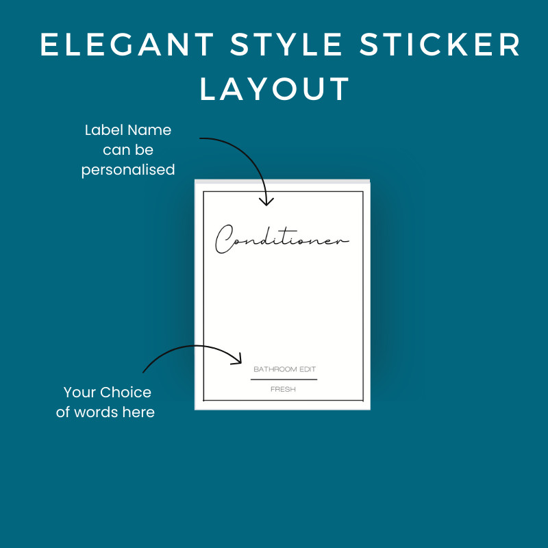 Bathroom Bottle/Jar Labels – White Rectangular- – Elegant Style -Pantry stickers