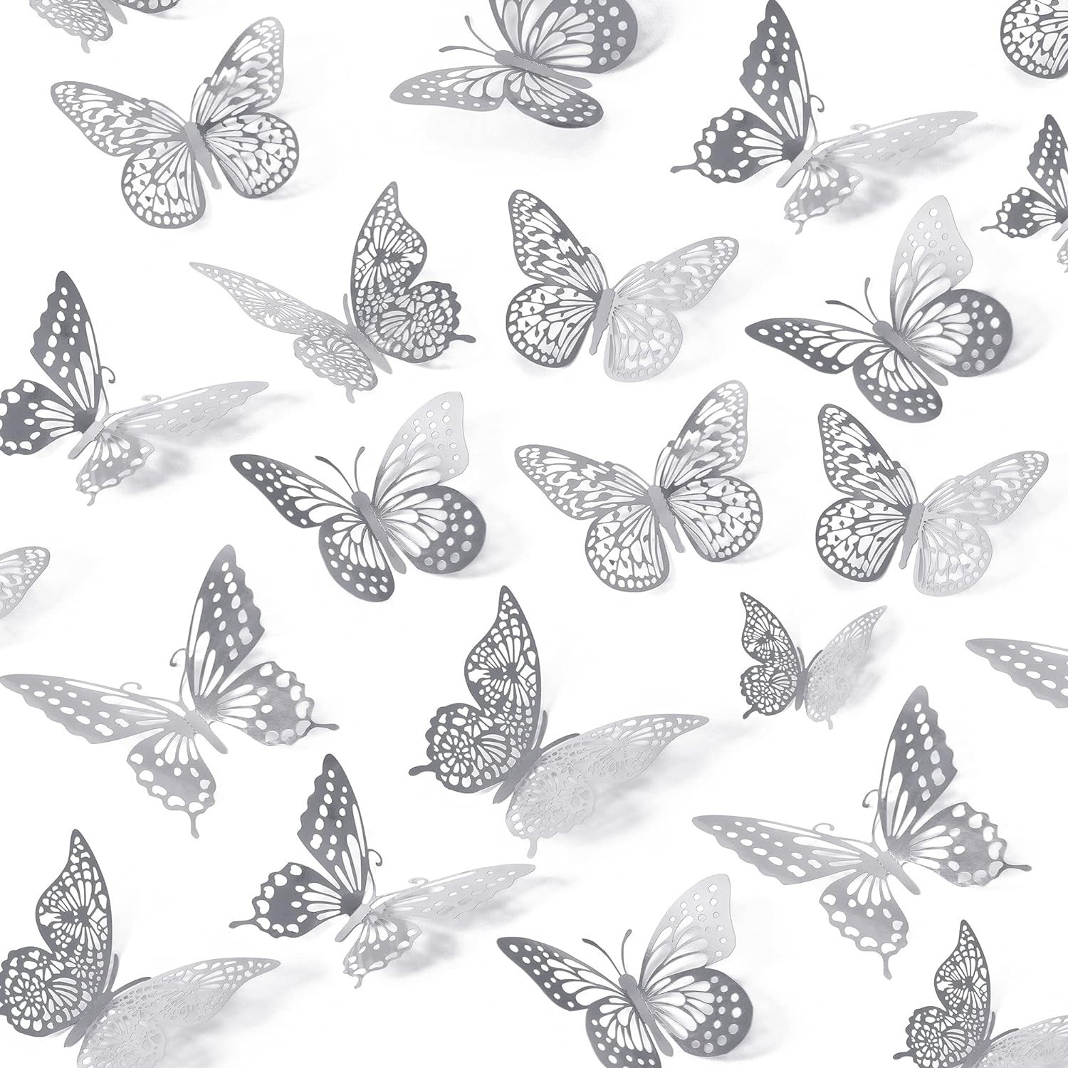 Charming Metallic 3D Butterfly Wall Decor – 48 Self-Adhesive Removable Stickers