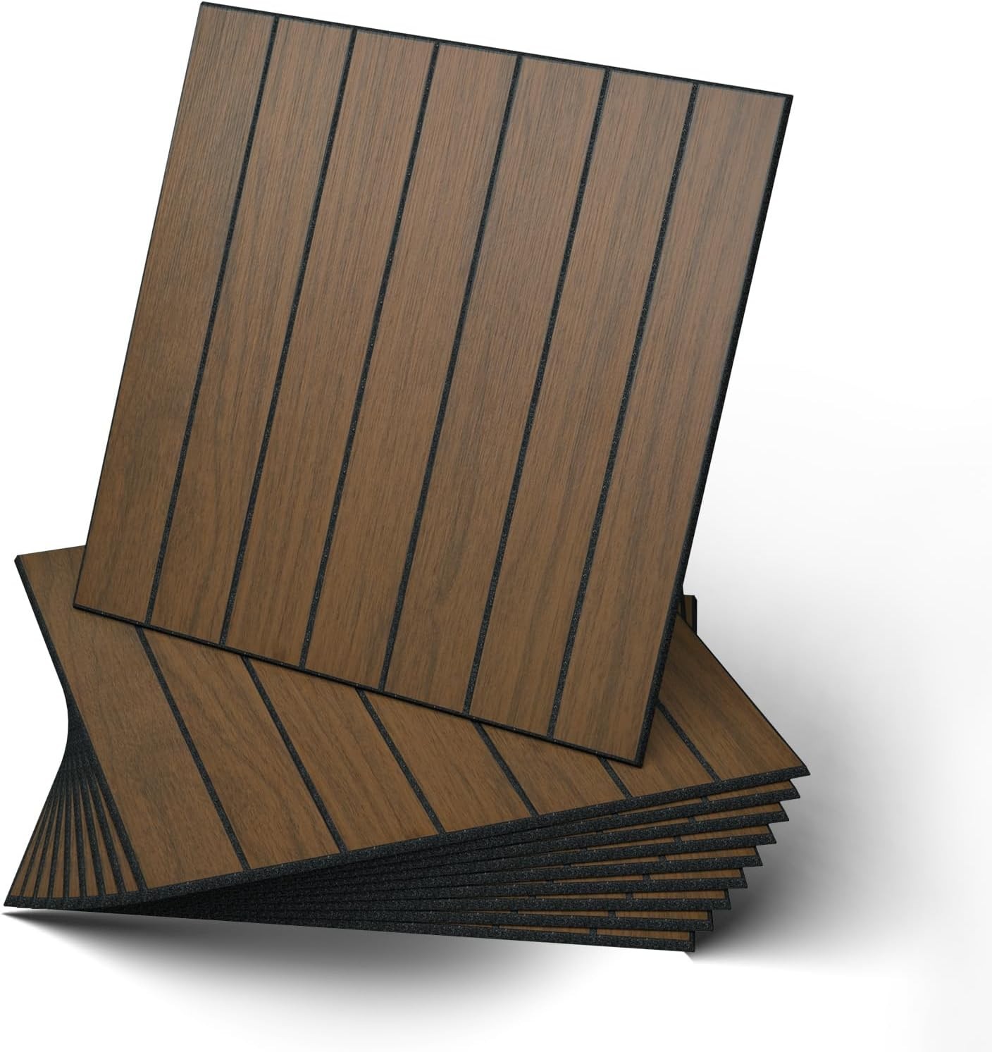 Peel & Stick Wood Slat Wall Panels 12″x12″ 30×30cm Decorative PVC Soundproof