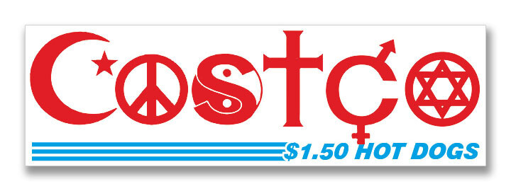 Costco «Coexist» $1.50 Hot-Dog Vinyl Bumper Sticker