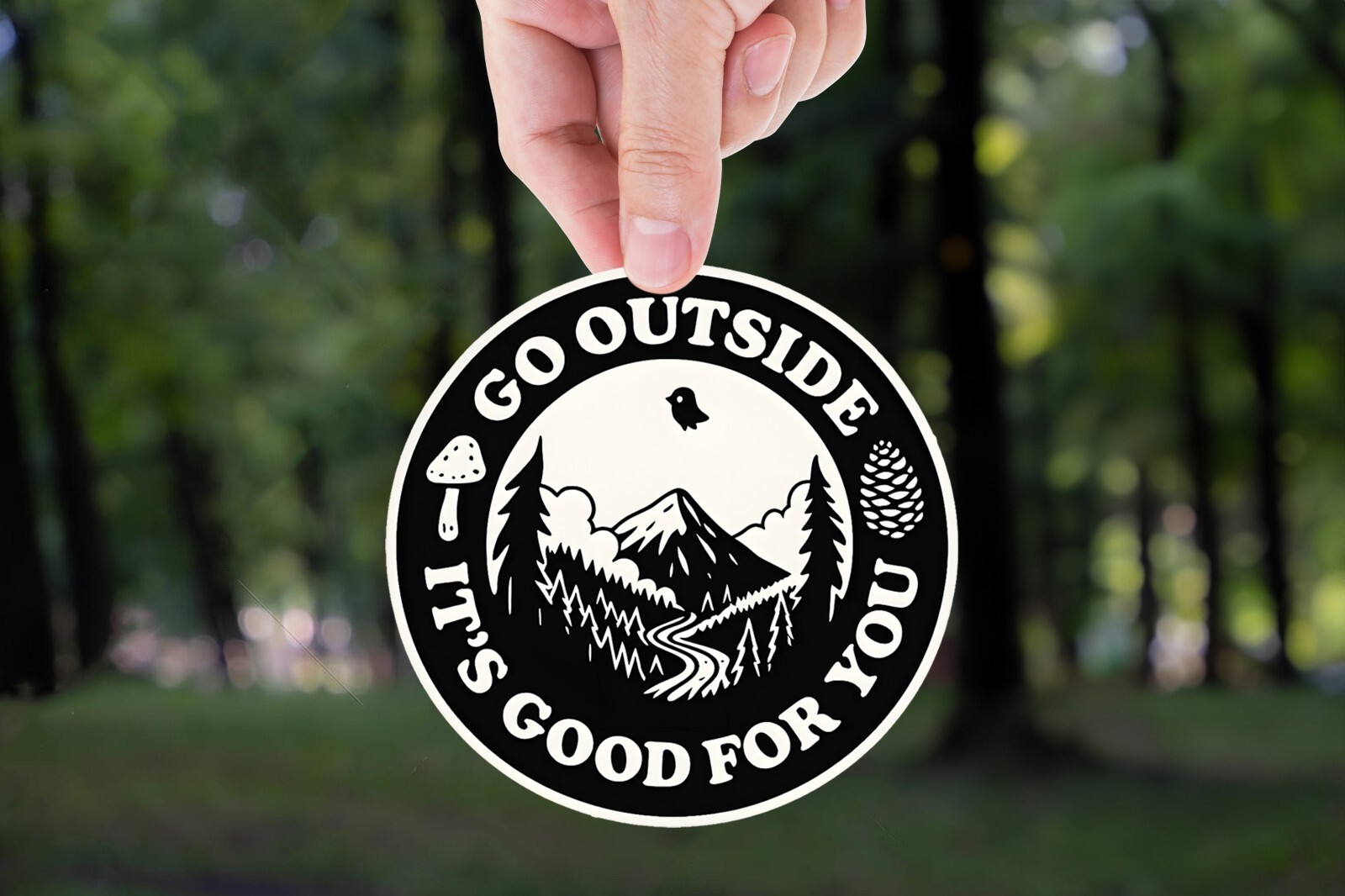 go outside nature sticker, hiking vinyl decal, outdoor adventure quote, mental h