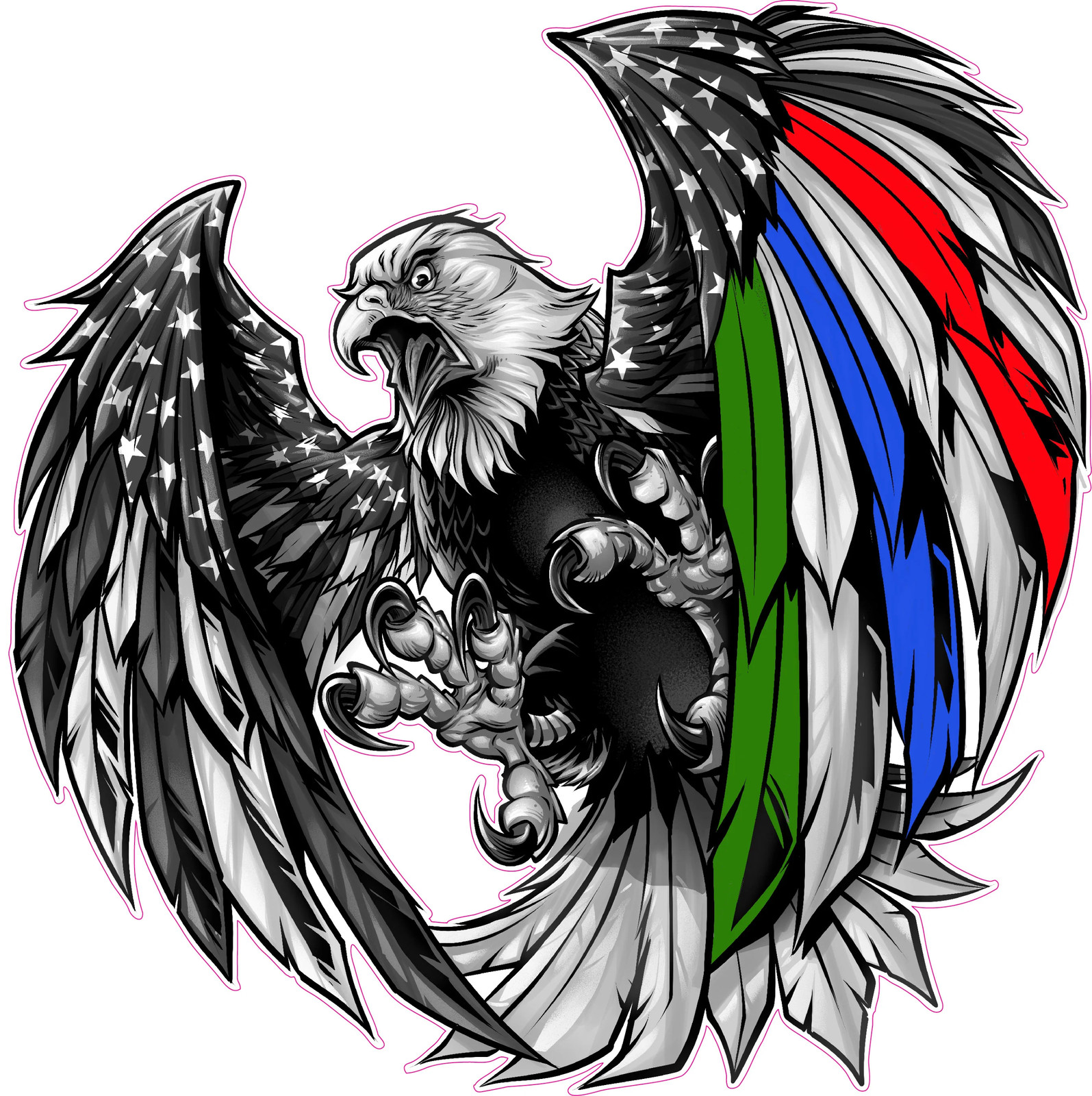 Thin Green Blue Red Line Military Law enforcement First Responders American Flag