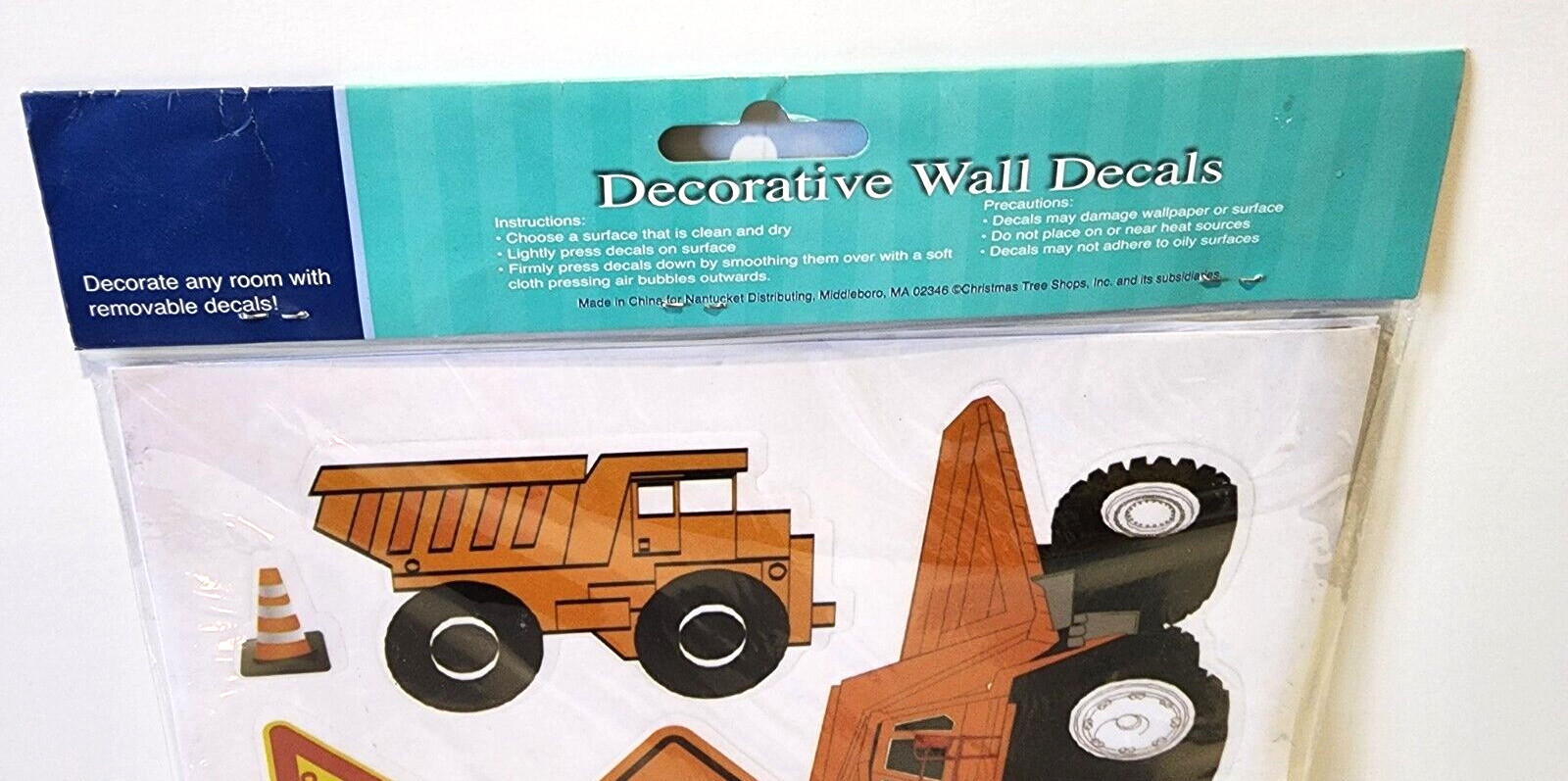 Construction Trucks Wall Decal Stickers Removable Kids Bulldozer Crane SEALED