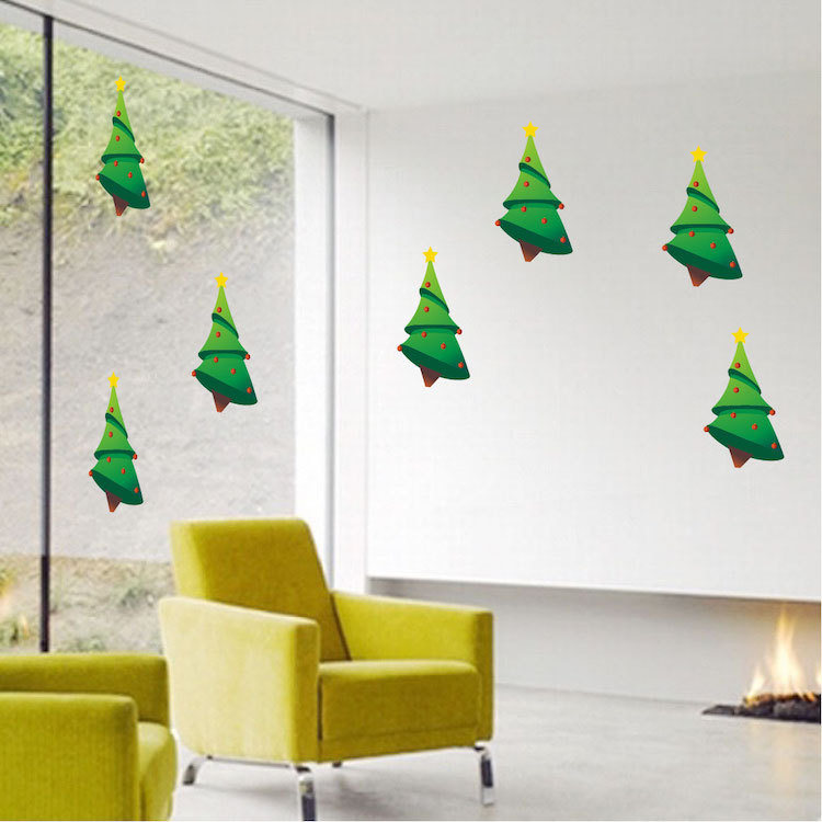 Christmas Trees Wall Decal Winter Wallpaper Seasonal Decorations Vinyl, h31
