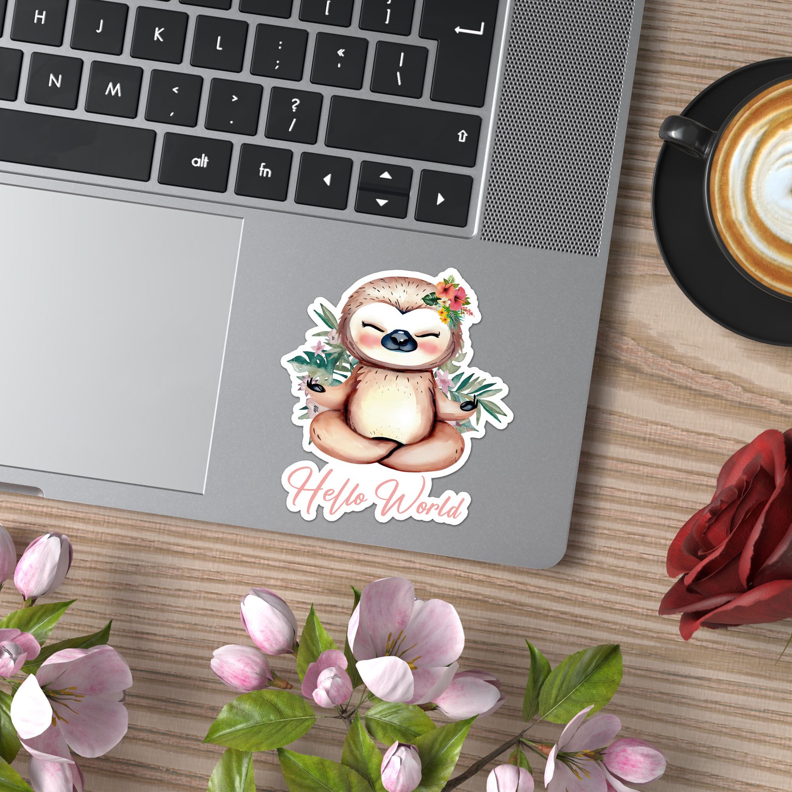 Sloth Hello World – Vinyl Decal Sticker – Car Window Laptop – ebn9133