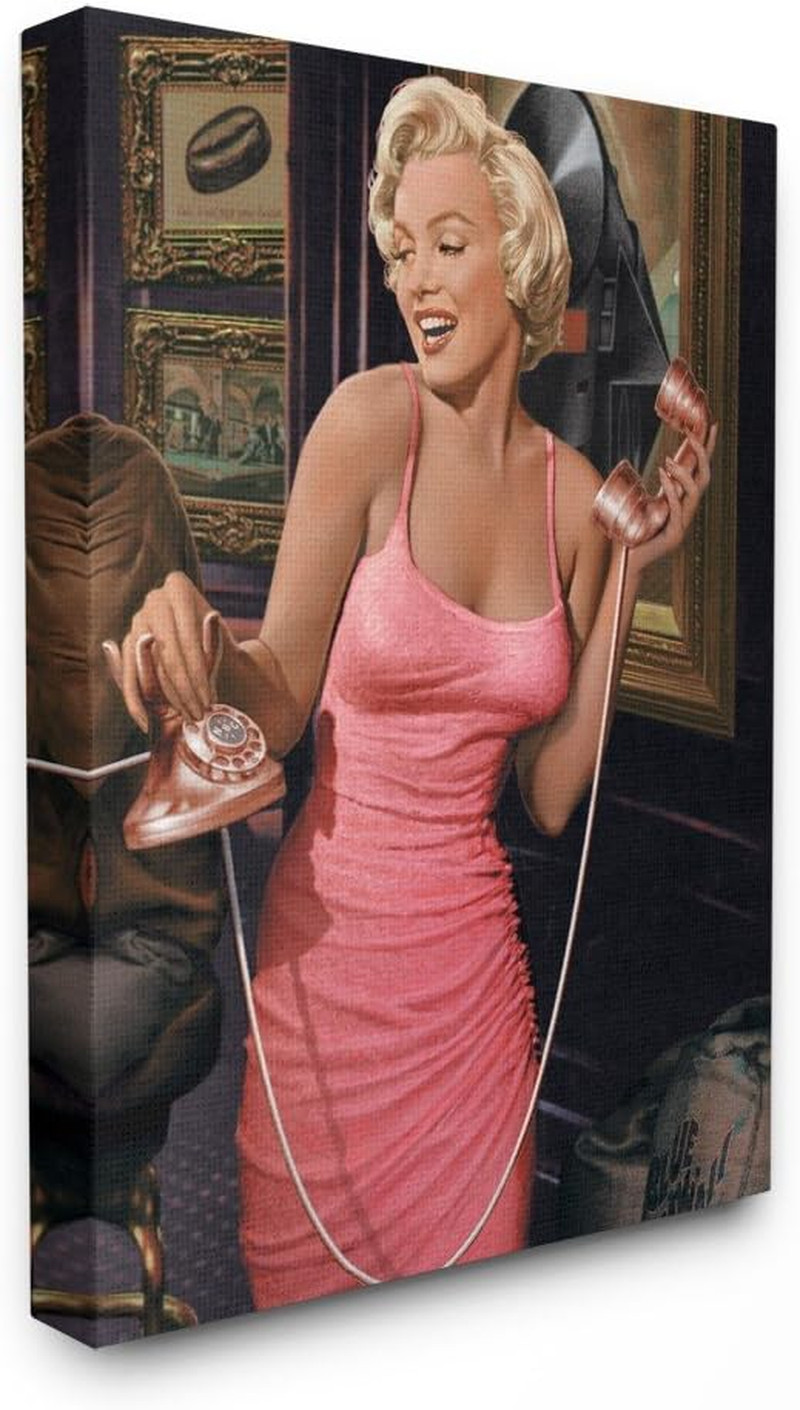 Marilyn’s Call Glam Fashion Wall Art – 24×30 Graphite Canvas Print