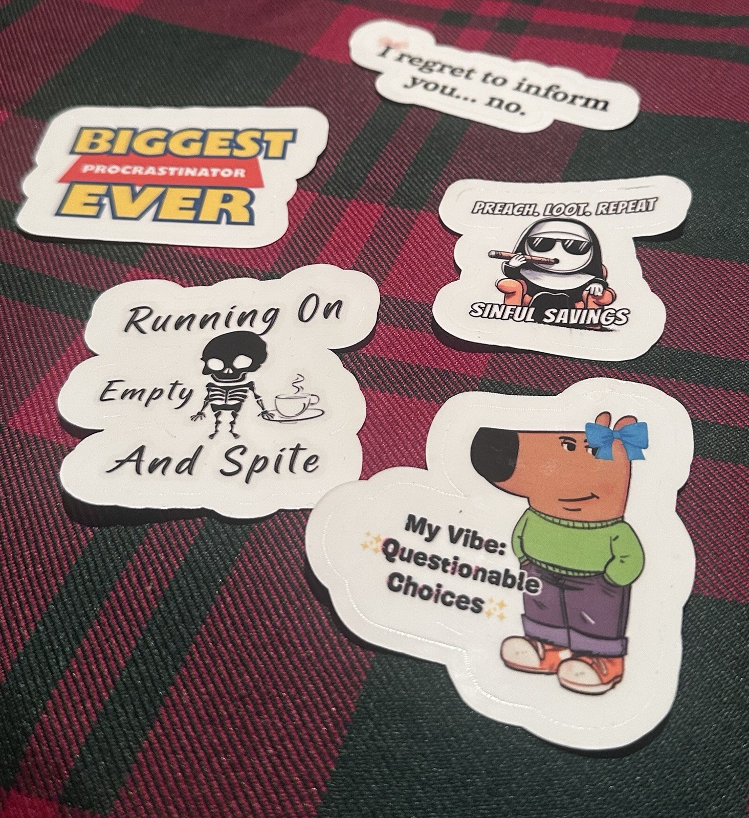 Funny Vinyl Meme Stickers (5 PCS) Waterproof Decal for Indoor/Outdoor