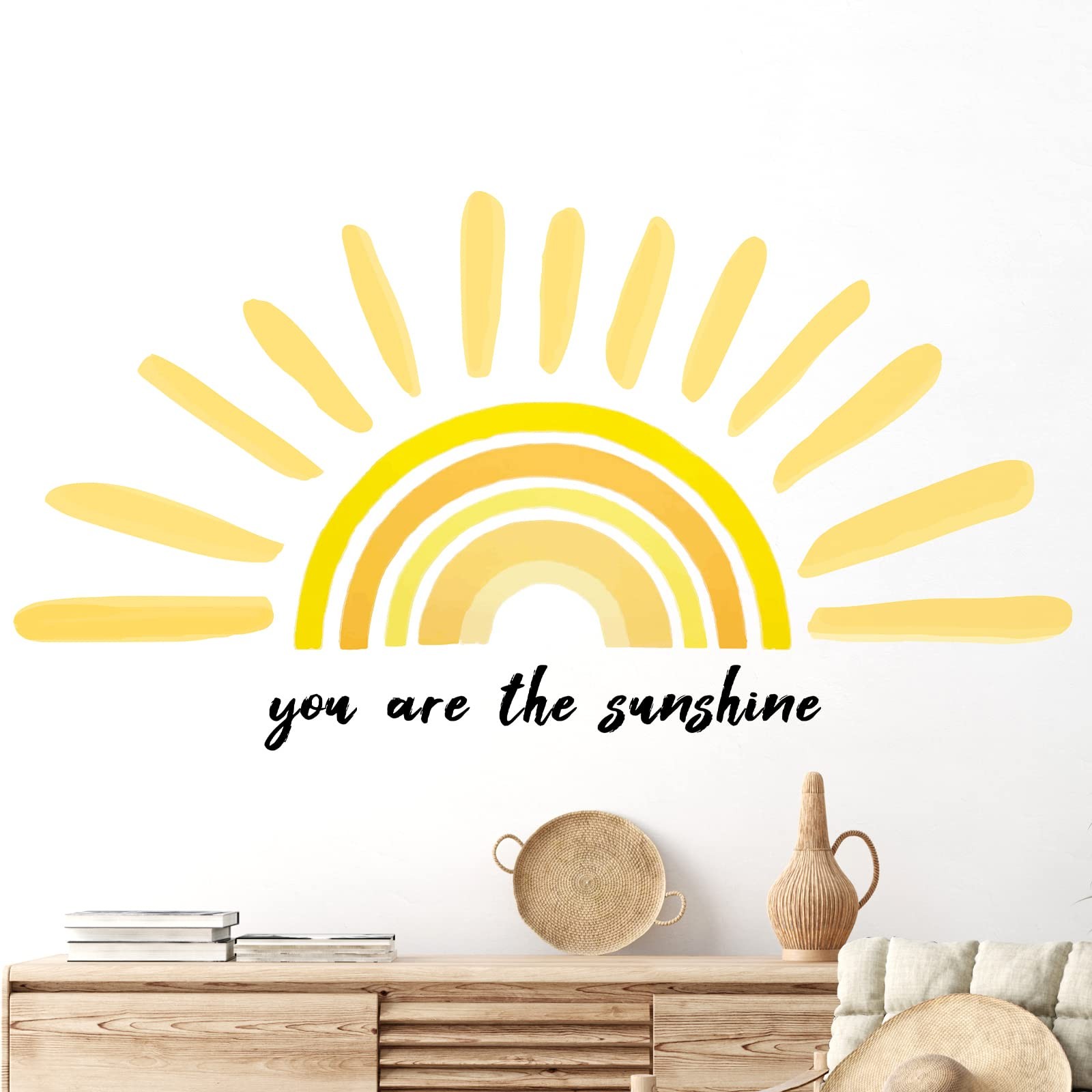 42 x 18 Inches Large Boho Half Sun Wall Decals You are The Sunshine Wall Stic…