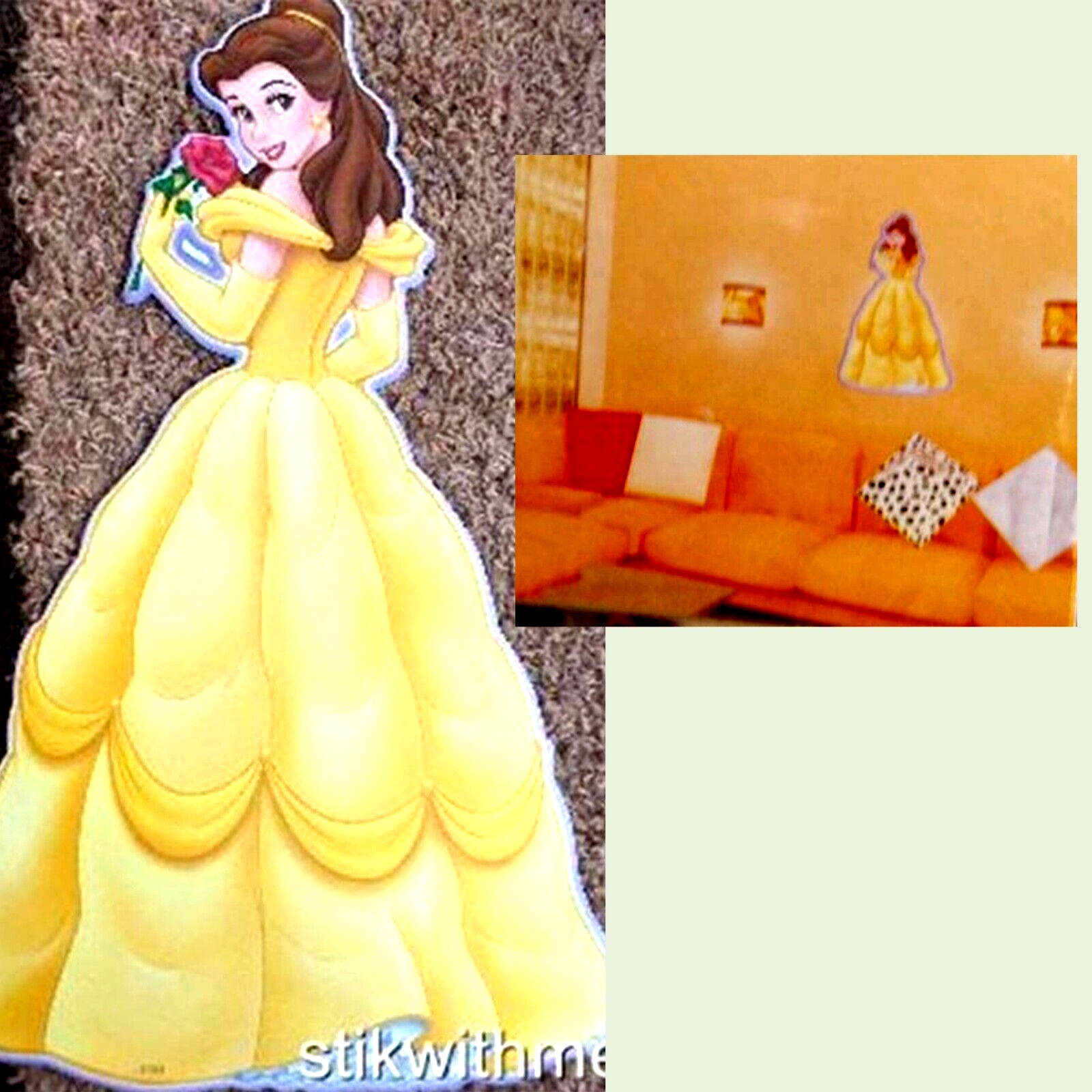 DISNEY PRINCESS BELLE REMOVABLE WALL STICKER Home Decor 19 1/2″ High NEW