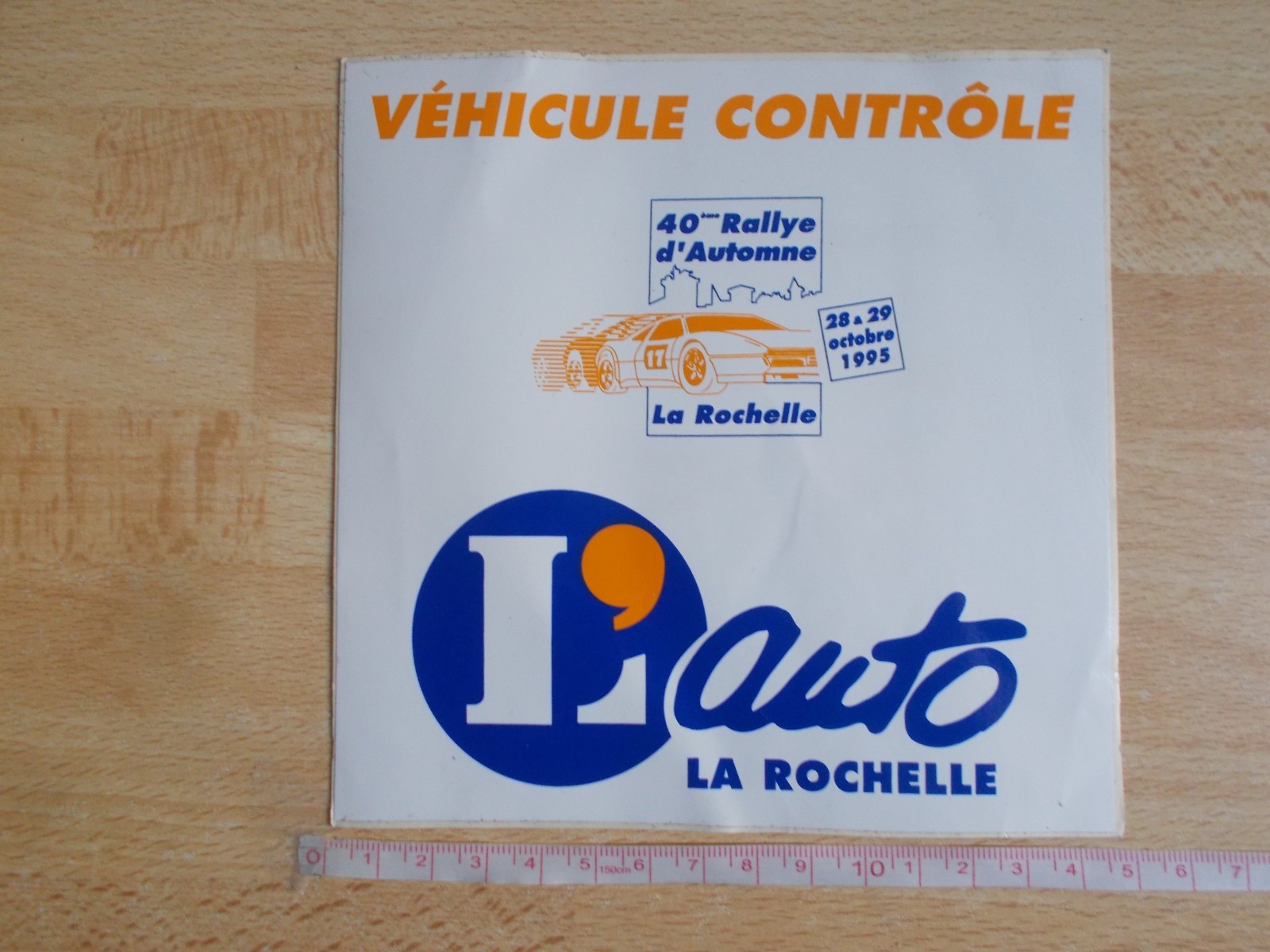 Sticker 40ème Rally D’ Fall – La Rochelle – 1995 – 5 11/16in