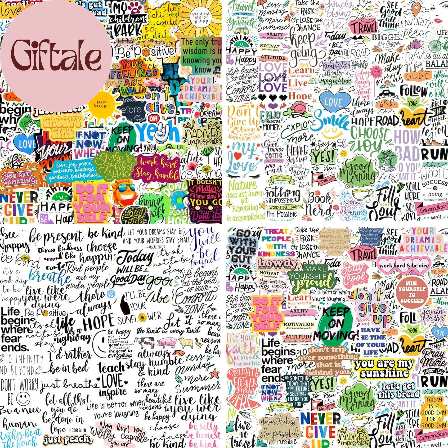 300PCS Positive Motivational Words Stickers for Adults, Waterproof Vinyl Inspira