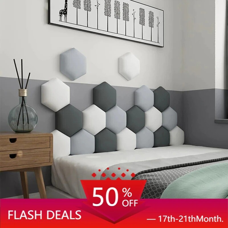 3D Wall Stickers Hexagonal Headboard Room Decor